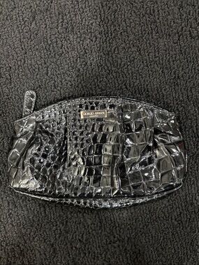 Giorgio Armani Glossy Black Croc-Embossed Cosmetic Bag